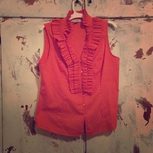 Katherine Barclay Sleeveless Ruffled Blouse